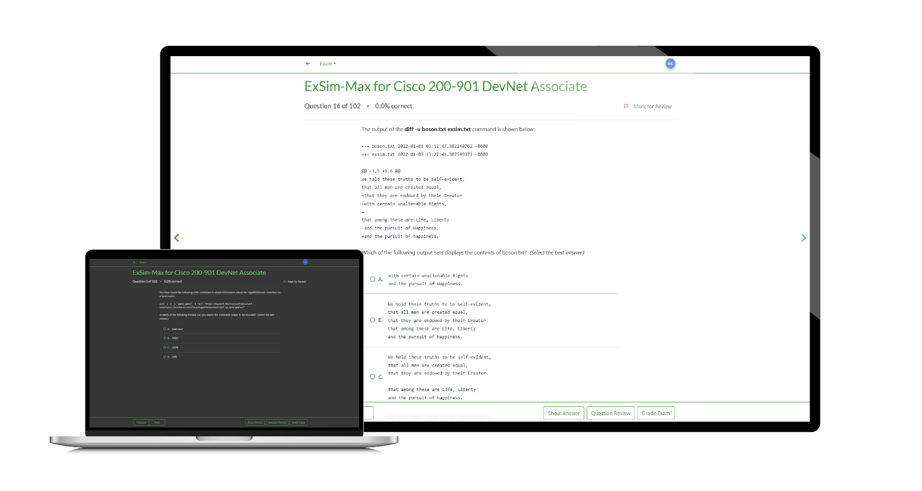 Boson ExSim-Max for Cisco 200-901 DevNet Associate Screenshot