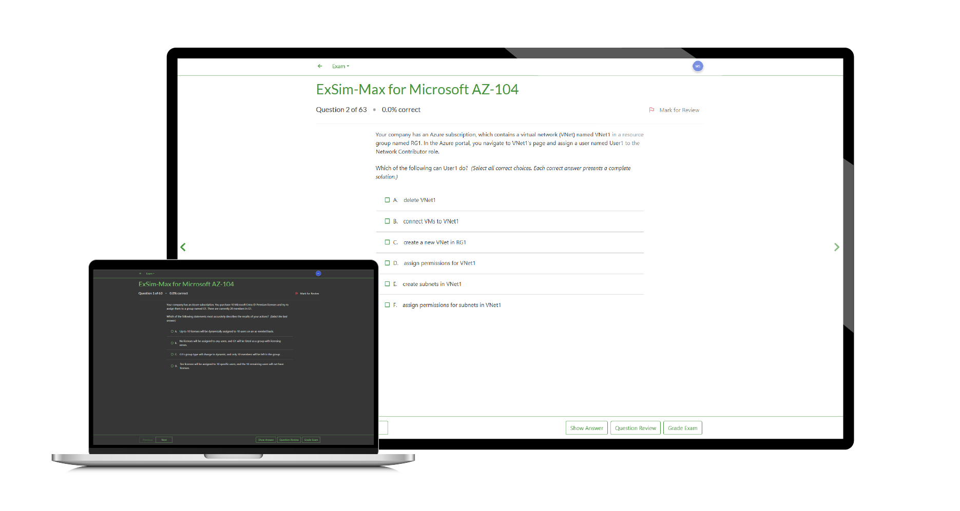 Boson ExSim-Max for CompTIA Microsoft AZ-104 Screenshot